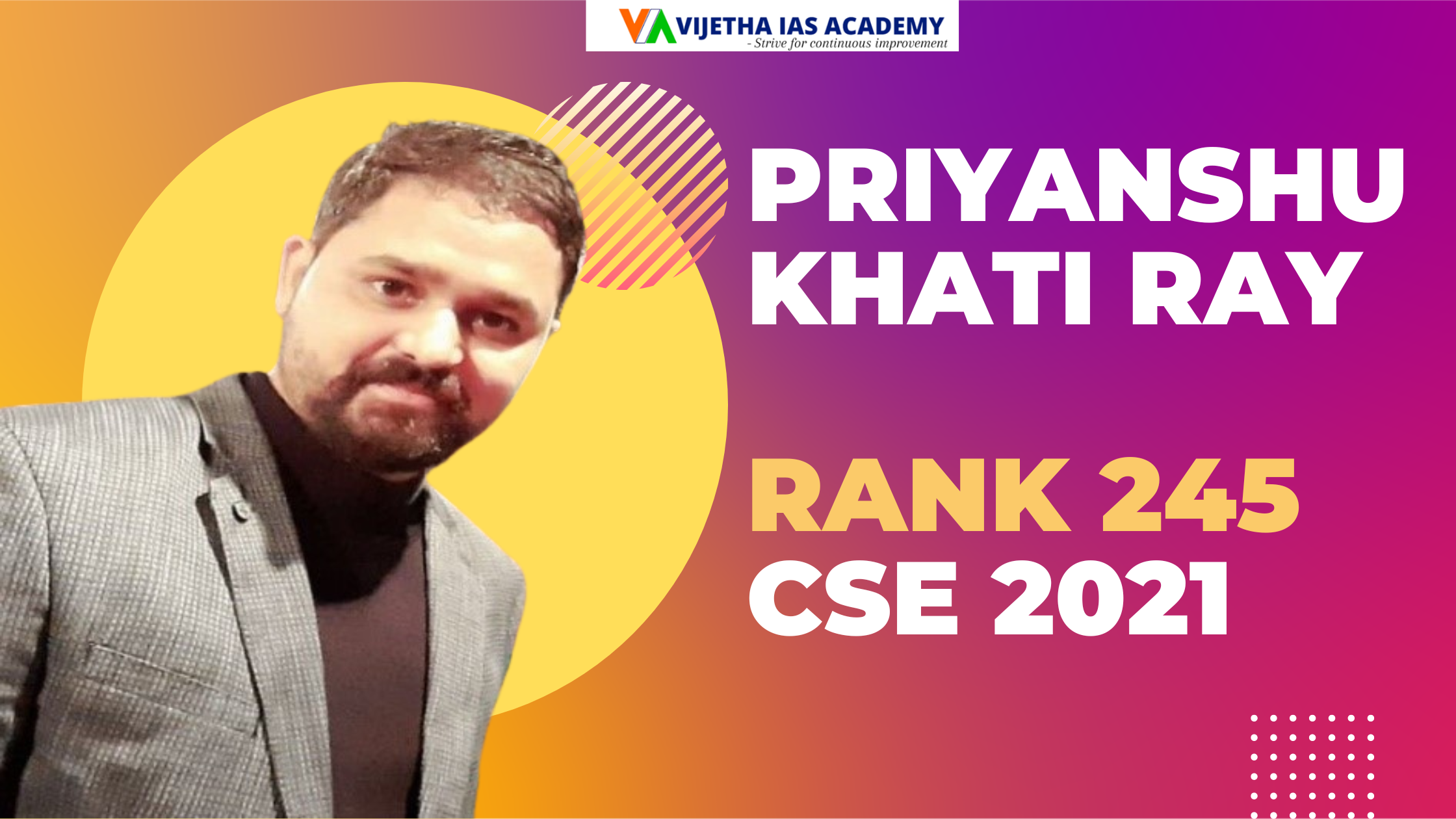 Celebrating Success: Priyanshu Khati and Vijetha IAS Academy’s UPSC CSE 2023 Toppers