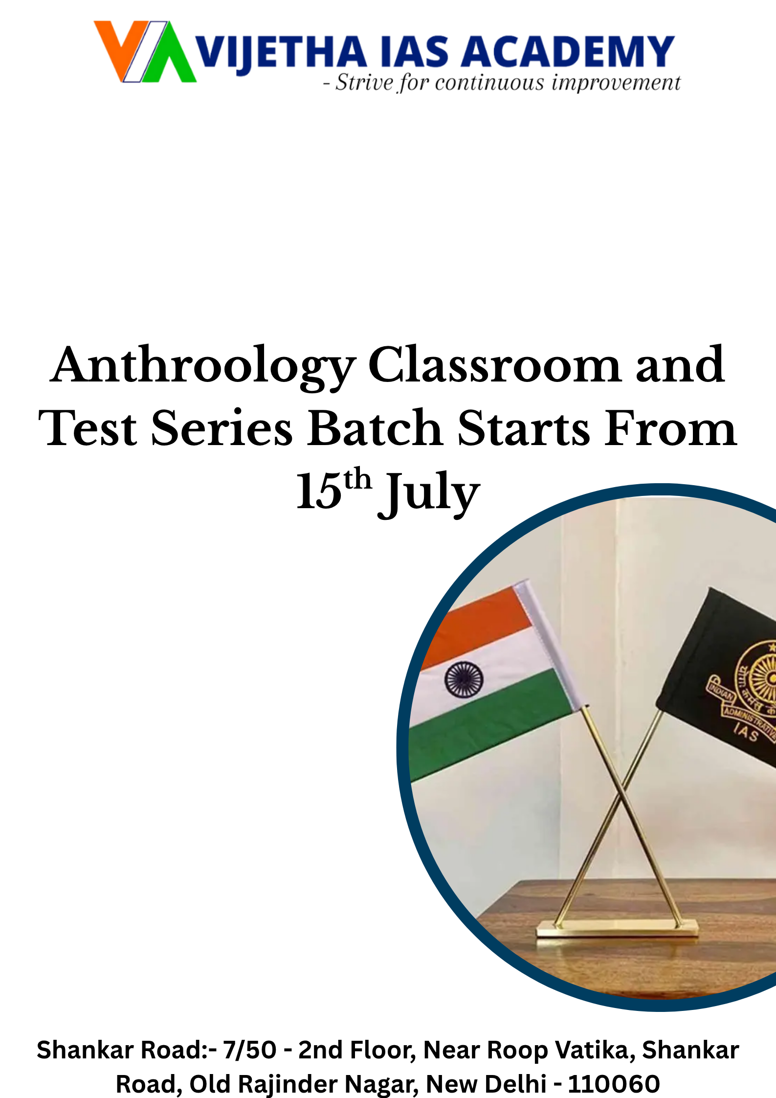 Master Anthropology with the Best – Classroom Program & Test Series 2025 at Vijetha IAS Academy