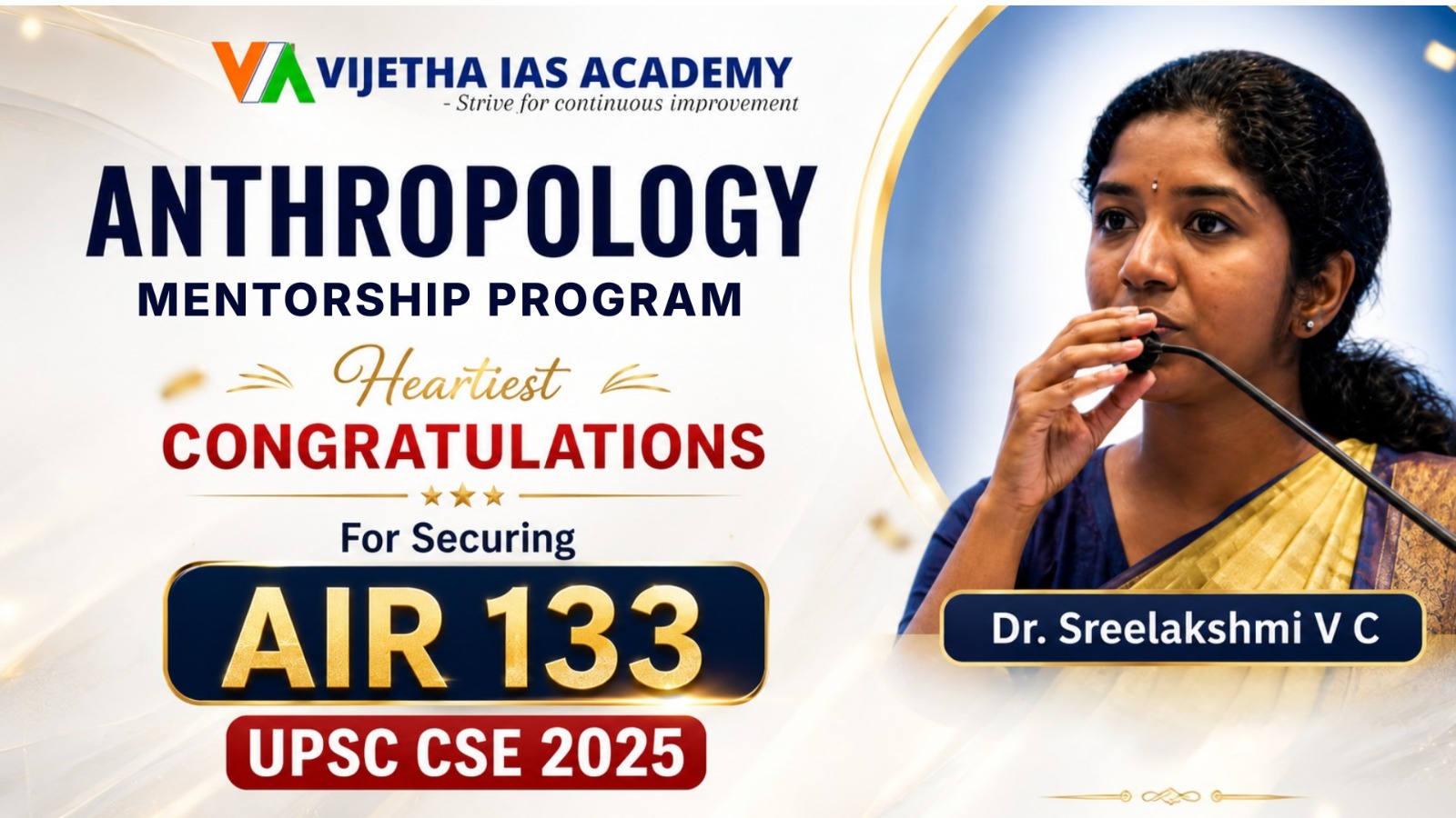 Dr. Sreelakshmi V C AIR 133 UPSC CSE 2025