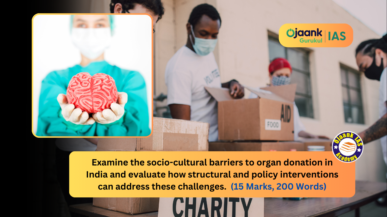 img-Examine the socio-cultural barriers to organ donation in India and evaluate how structural and policy interventions can address these challenges. (15 Marks, 250 Words)